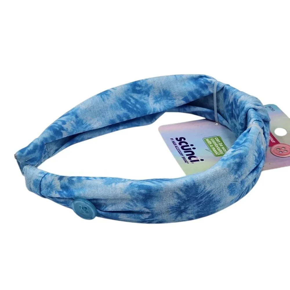 Scunci U Got This‎ Headband with Buttons for Mask 3 Pcs Multicolor Tie Dye Set